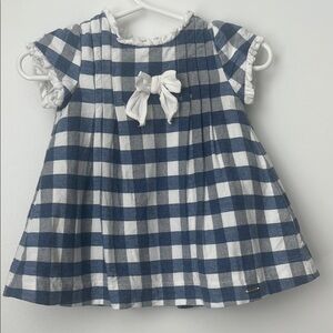 Mayoral Blue Plaid Short Sleeve Dress.  Size NB (2-4months)